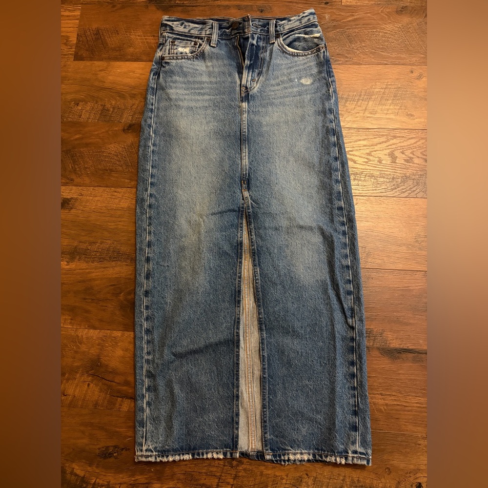 Levi's Blue Denim Maxi Skirt New Without Tags